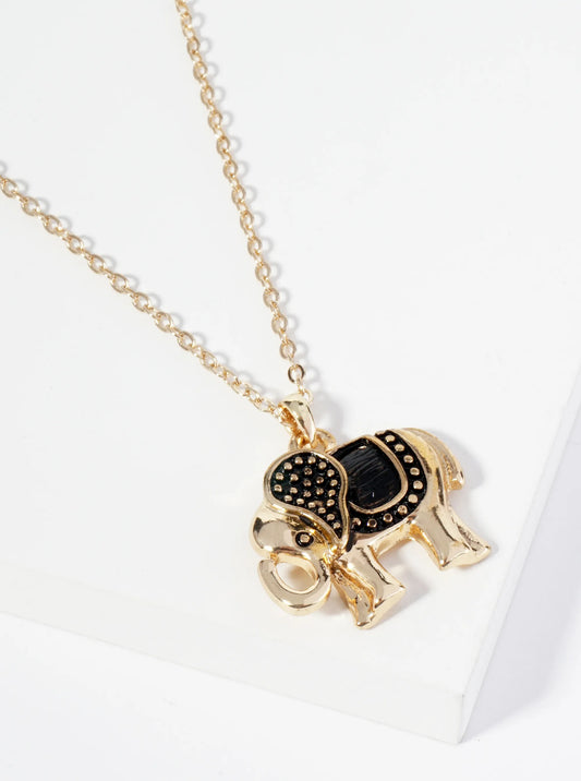 Vintage Metal Elephant Pendant Necklace