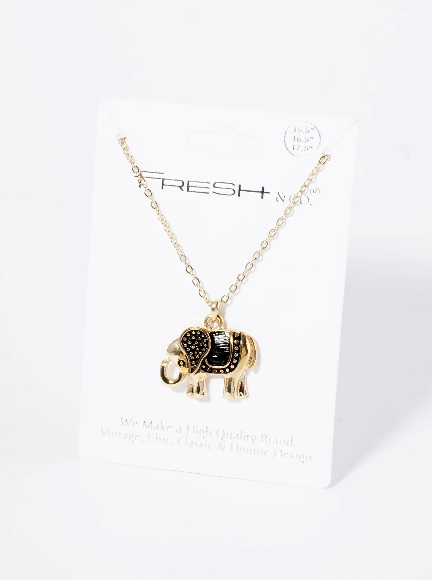 Vintage Metal Elephant Pendant Necklace