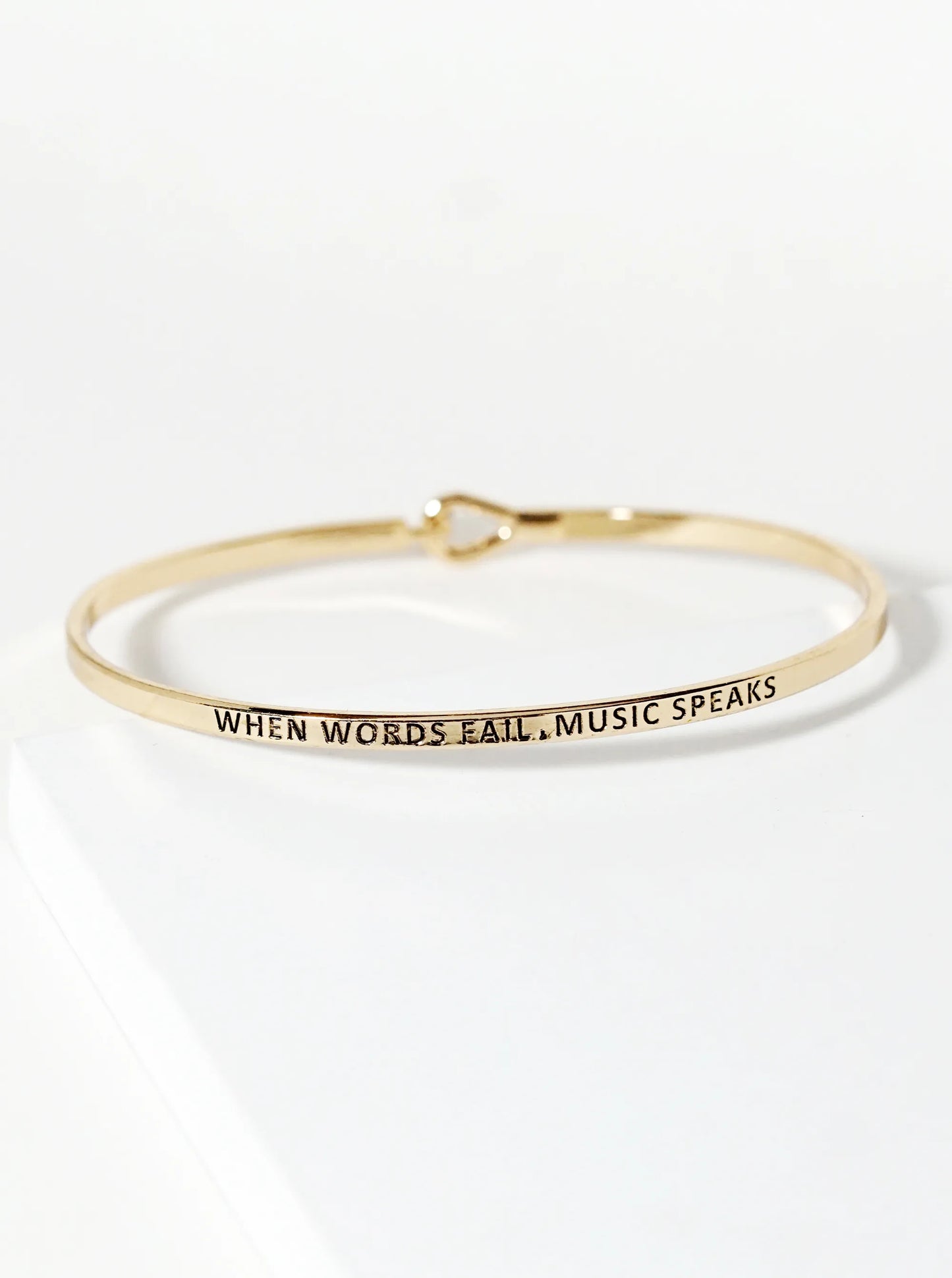 When Words Fail Music Speaks Engraved Inspirational Bangle Bracelet