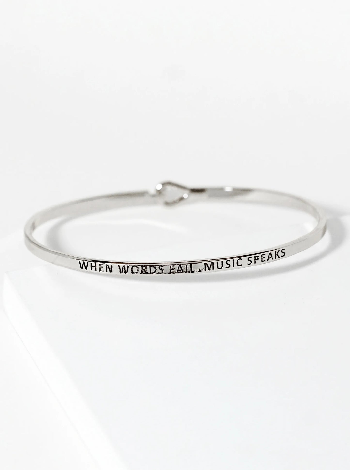 When Words Fail Music Speaks Engraved Inspirational Bangle Bracelet