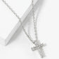 18K Gold Dipped 11mm Pave Cubic Zirconia Cross Pendant Necklace