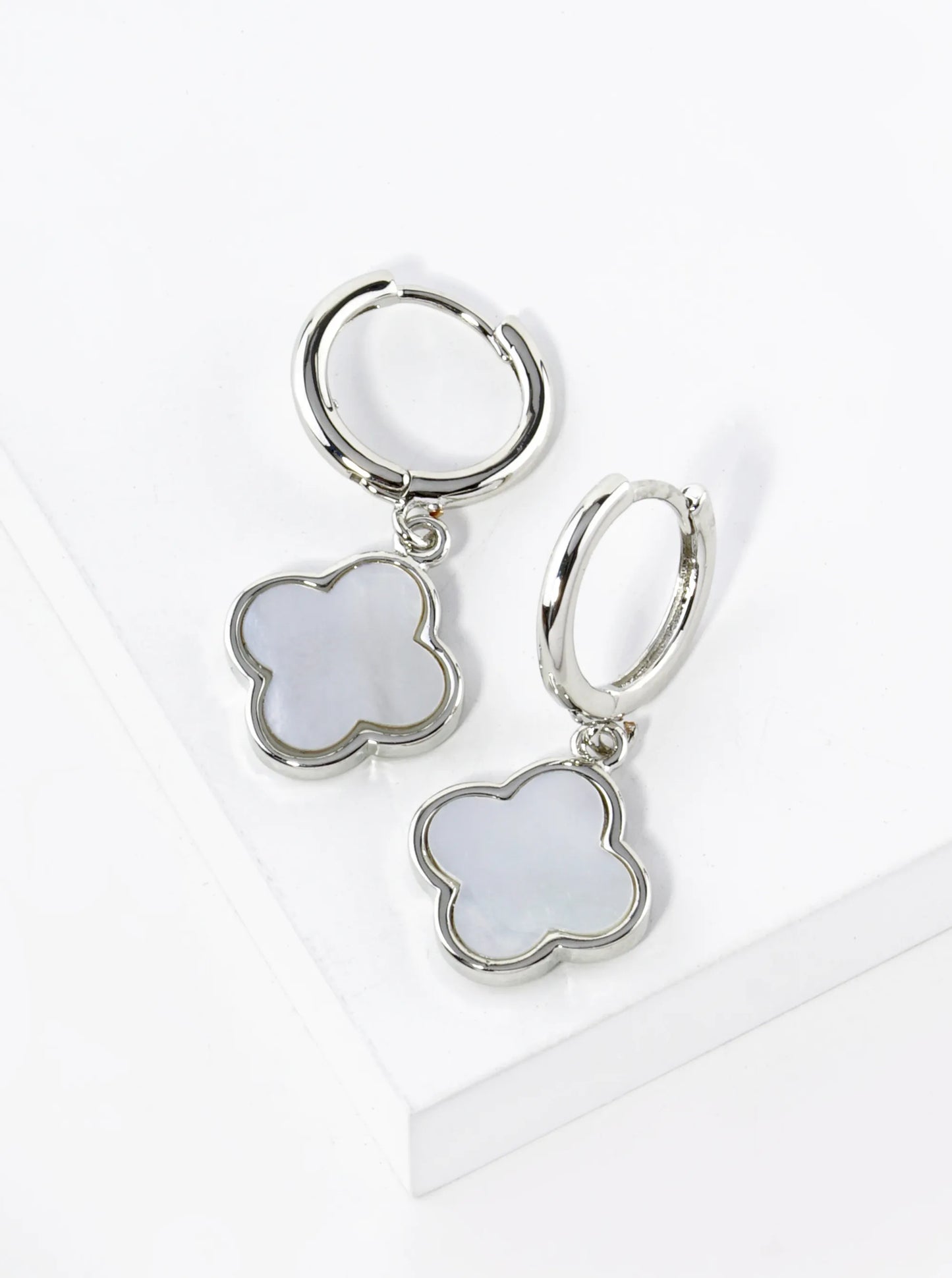 18K Gold Dipped 11mm Quatrefoil Drop 10mm Huggie Hoop Earrings