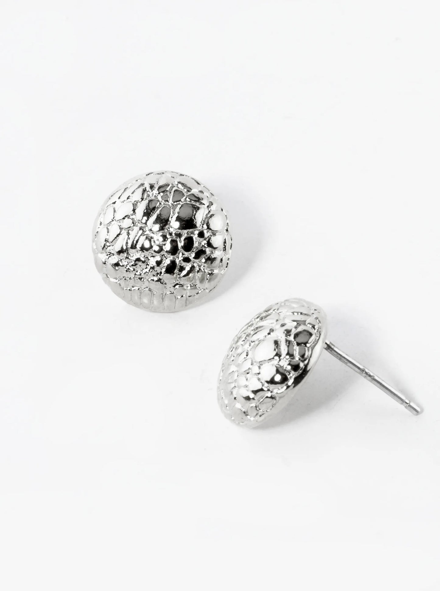 18K Gold Dipped 12mm Animal Pattern Textured Button Stud Earrings