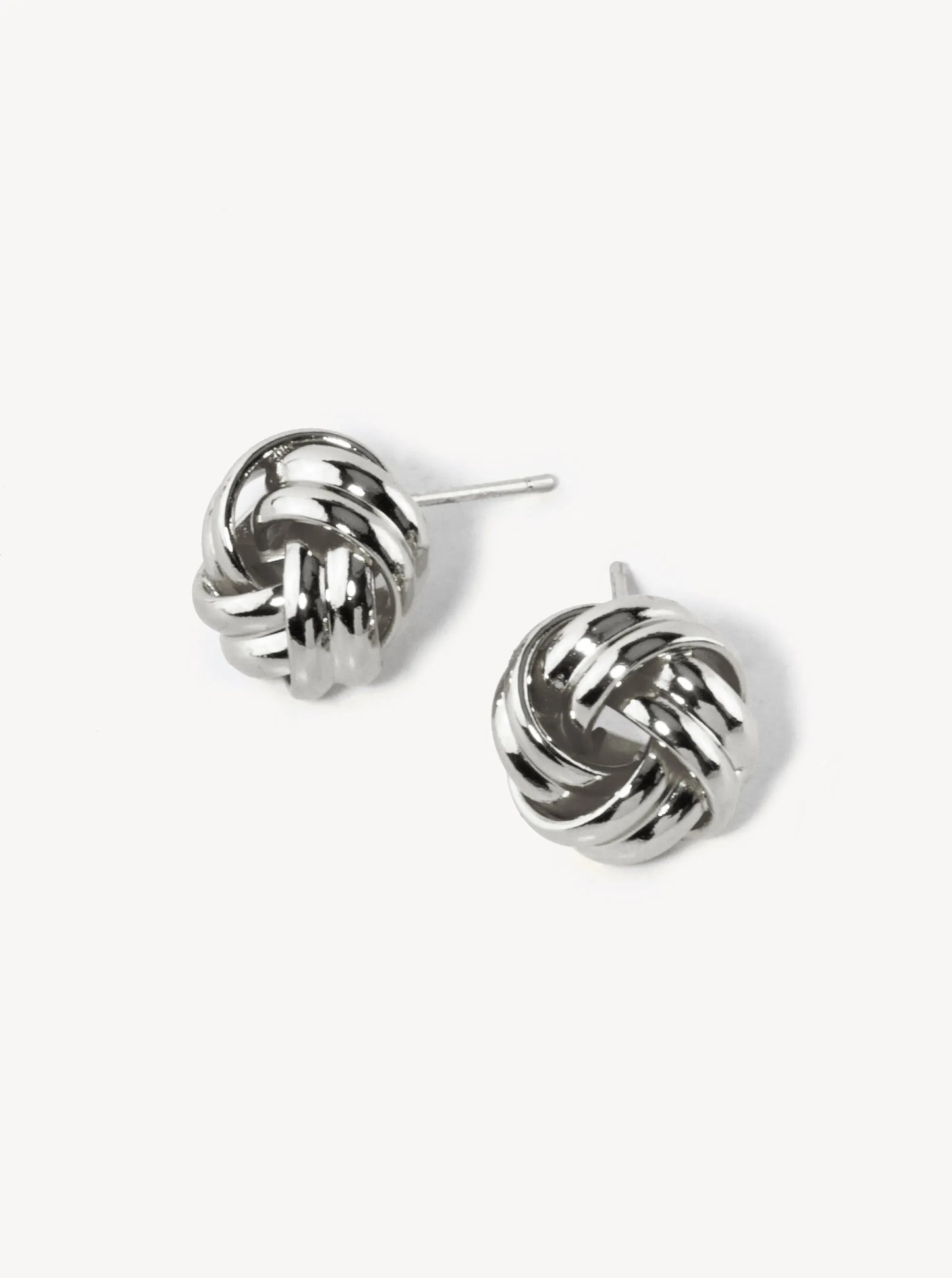 White Gold Dipped 12mm Brass Love Knot Stud Earrings