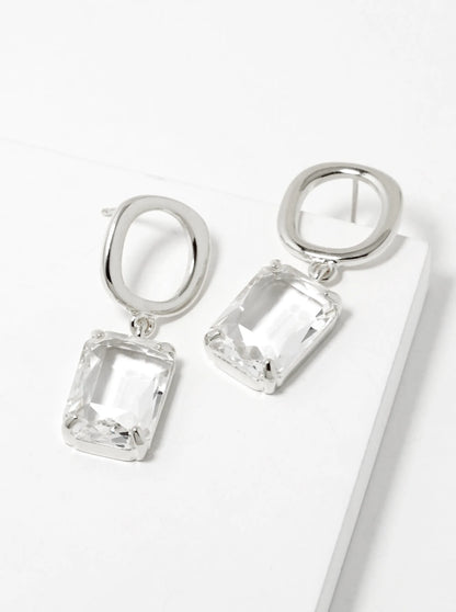 White Gold Dipped 13mm CZ Drop Dangle Earrings