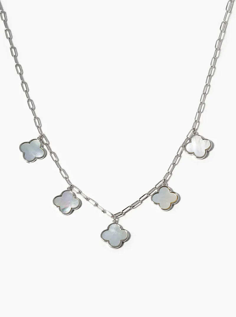 18k Gold Dipped 14mm Five Quatrefoil Pendant Necklace