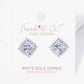White Gold Dipped 15mm CZ Pave Rhombus Post Stud Earrings