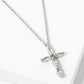 18K Gold Dipped 16mm Marquise Shaped Cubic Zirconia Stone Cross Pendant Necklace