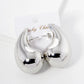 White Gold Dipped 2 Inch Hollow Puffy Teardrop Stud Earrings