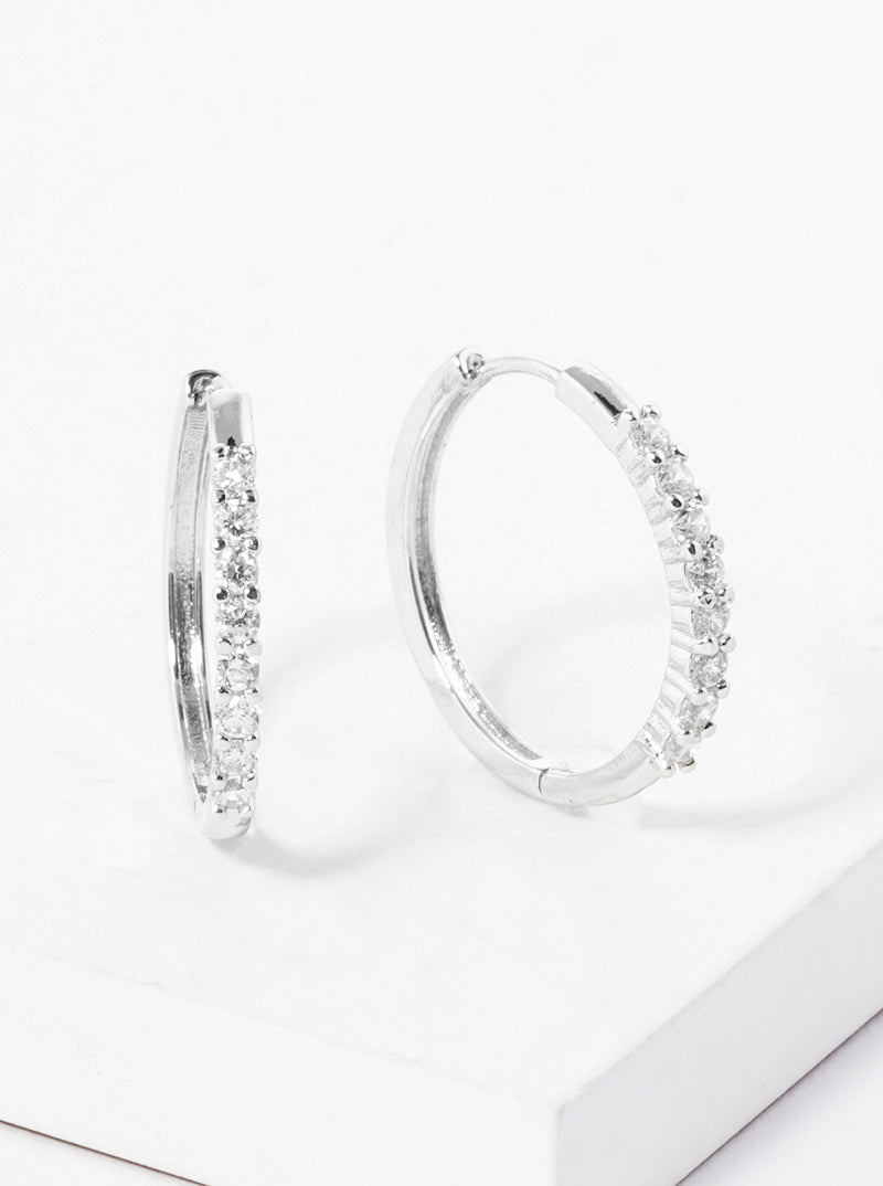 18K Gold Dipped 20mm CZ Pave Huggie Hoop Earrings