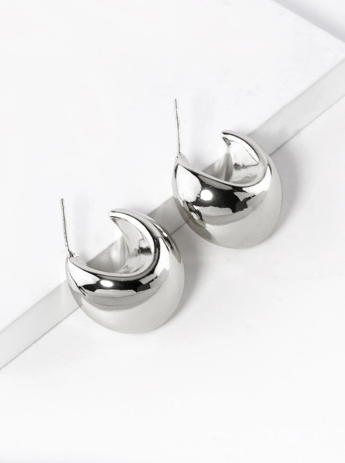 White Gold Dipped 22mm Hollow Puffy Hoop Earrings