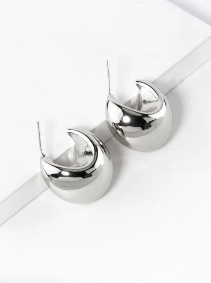 White Gold Dipped 22mm Hollow Puffy Hoop Earrings