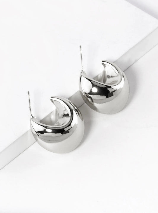 White Gold Dipped 22mm Hollow Puffy Hoop Earrings