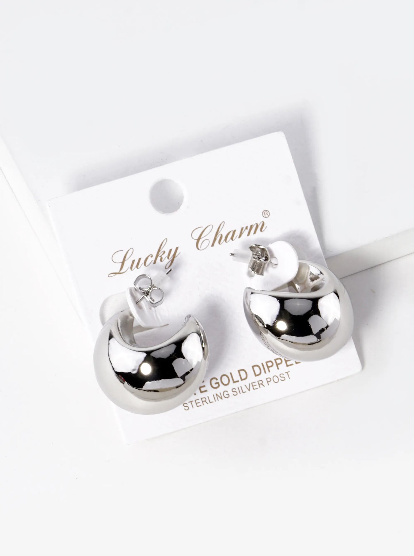 White Gold Dipped 22mm Hollow Puffy Hoop Earrings