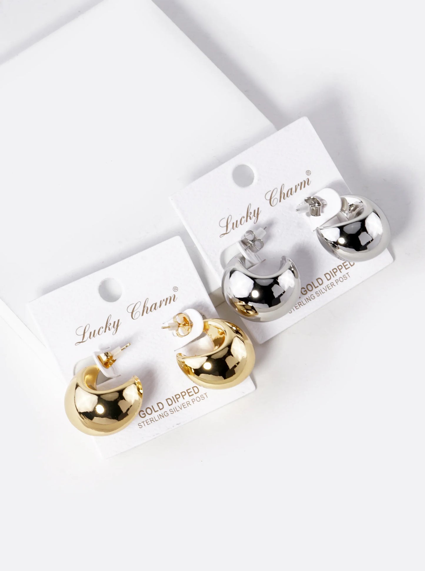 White Gold Dipped 22mm Hollow Puffy Hoop Earrings