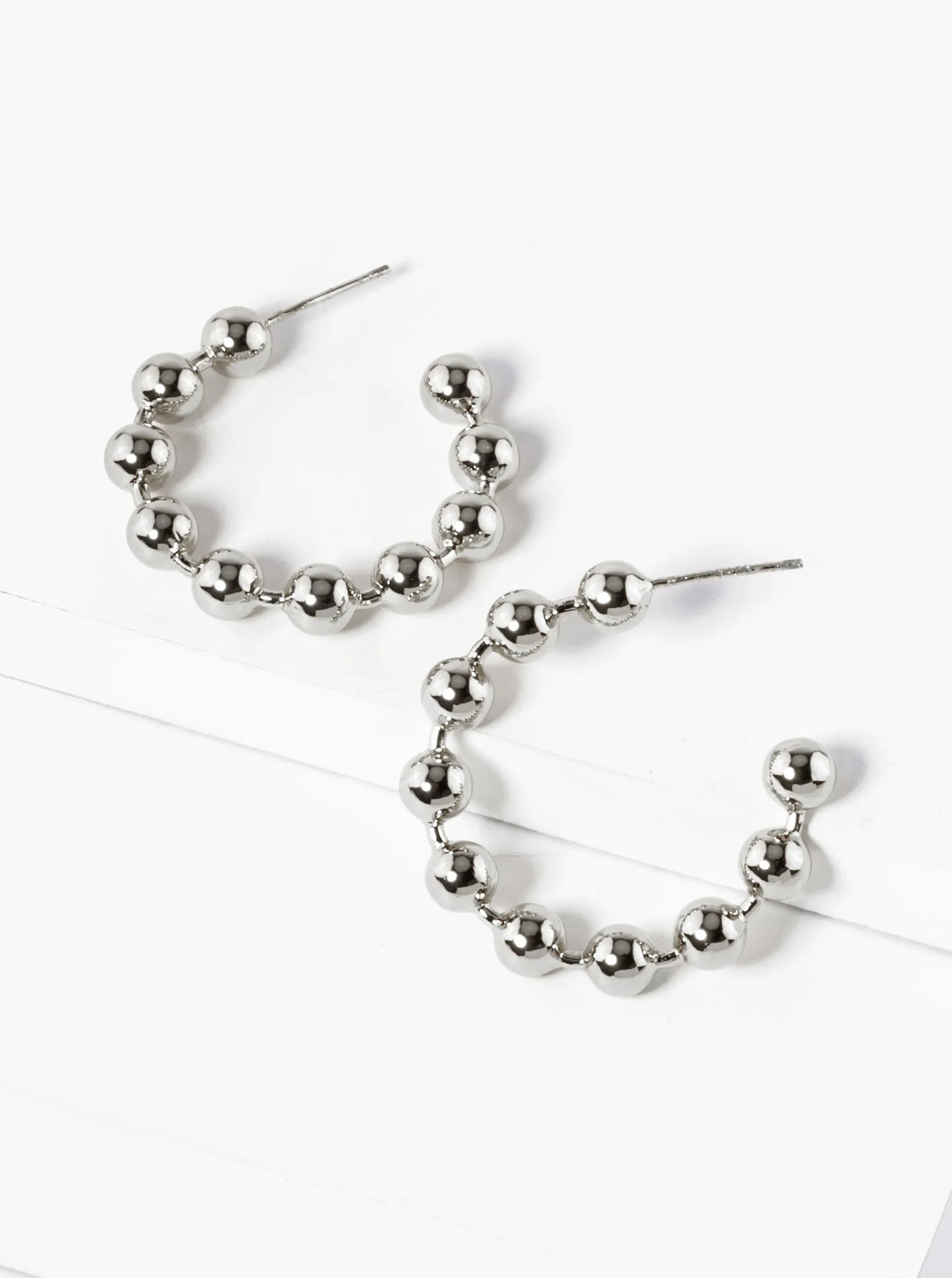 White Gold Dipped 25mm Ball Hoop Earrings