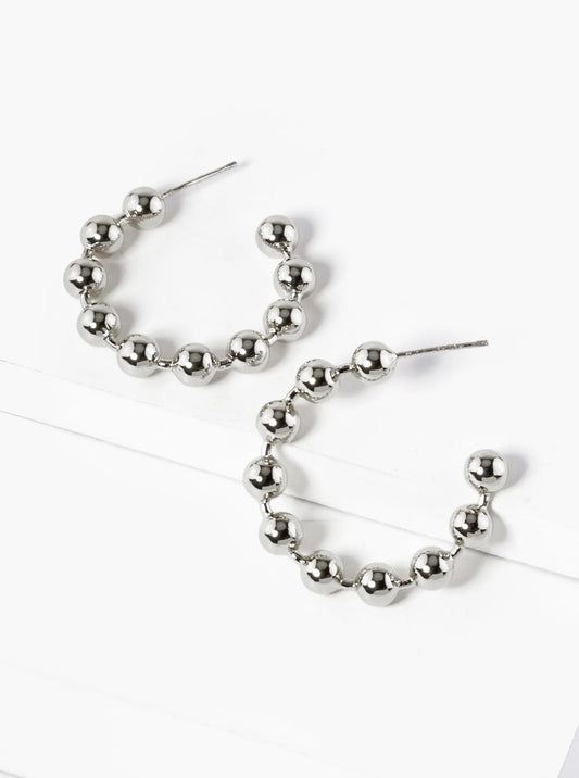 White Gold Dipped 25mm Ball Hoop Earrings