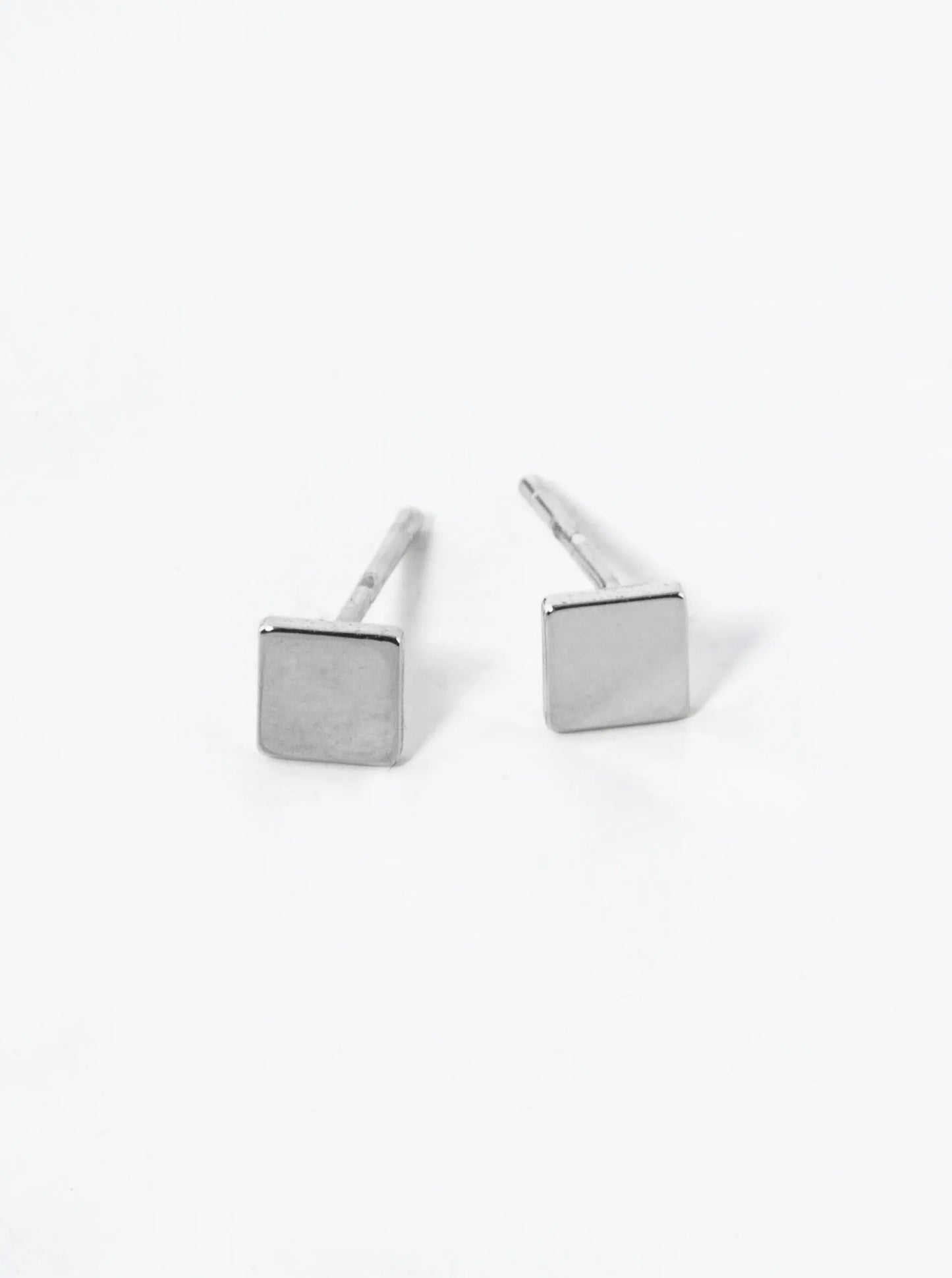 18K Gold Dipped 4mm Flat Square Stud Earrings
