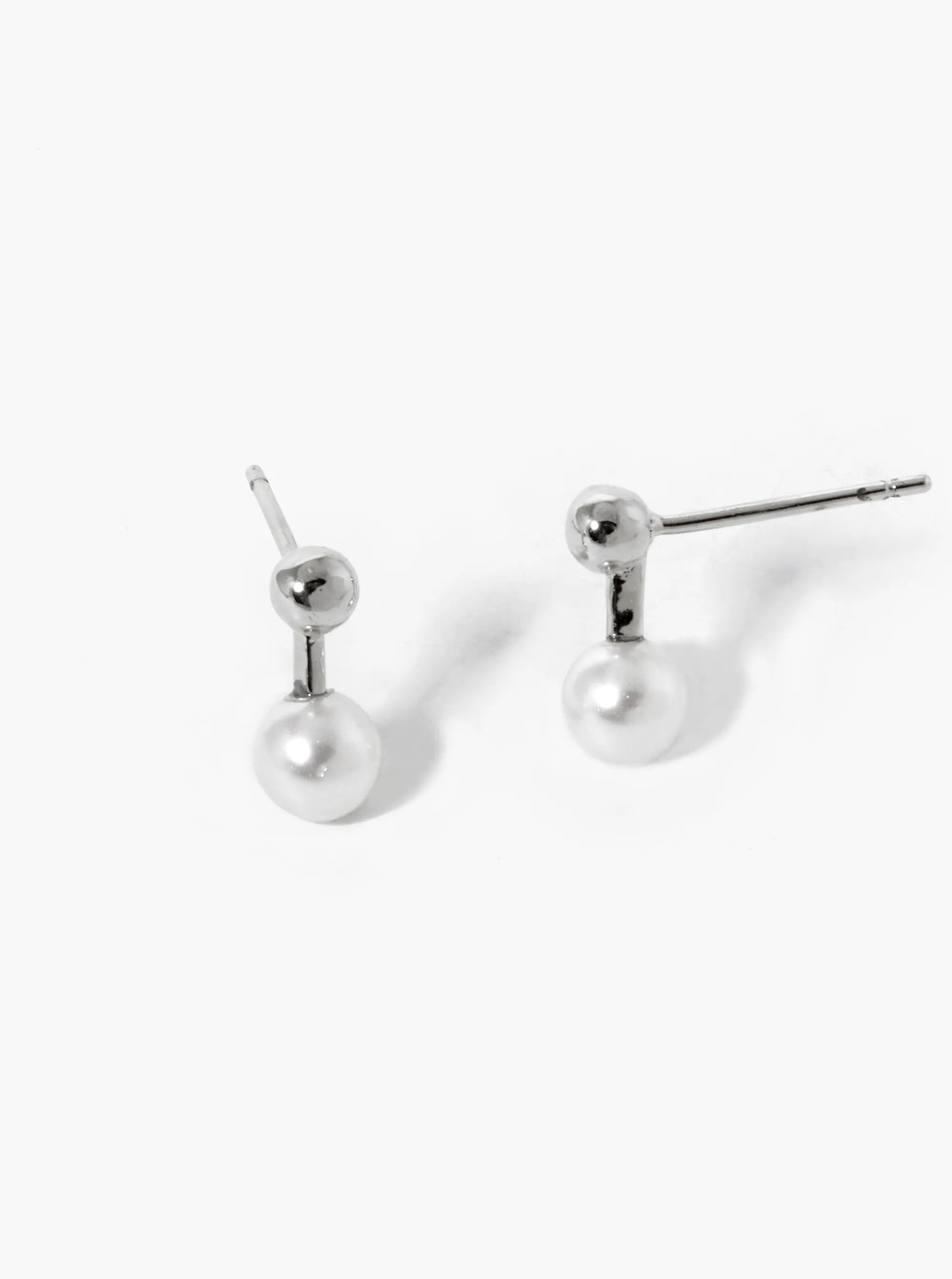 White Gold Dipped 5mm Pearl Drop Stud Earrings
