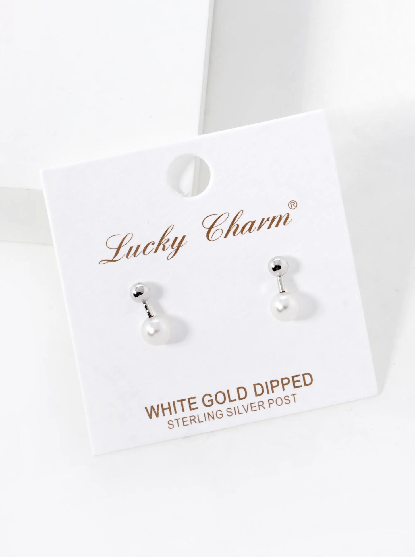 White Gold Dipped 5mm Pearl Drop Stud Earrings