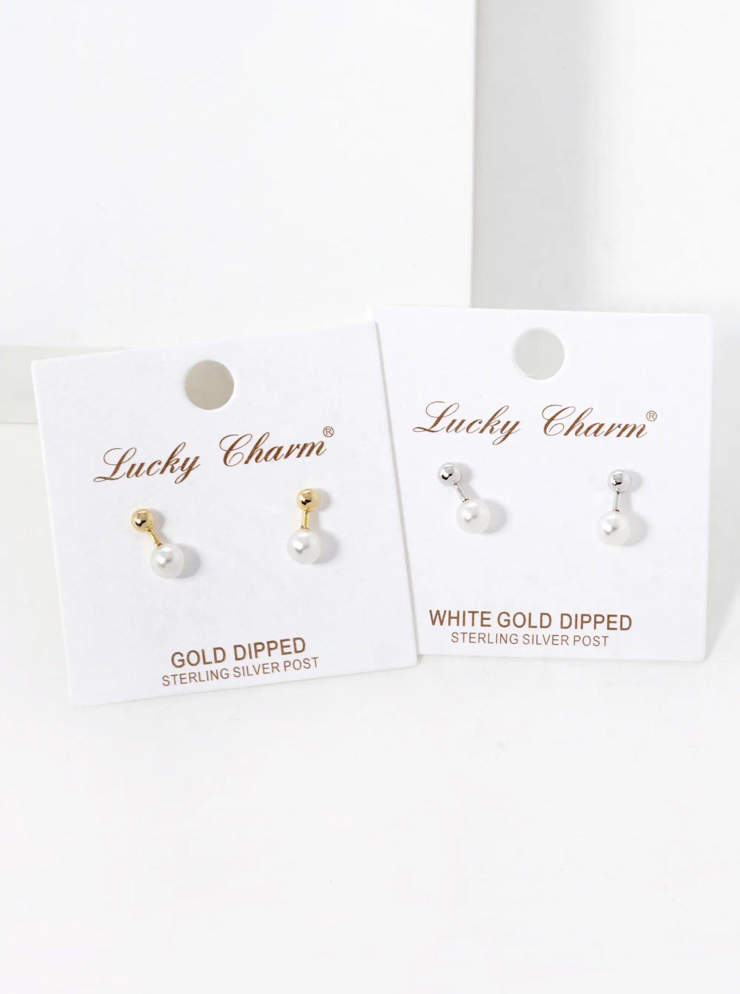 White Gold Dipped 5mm Pearl Drop Stud Earrings