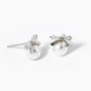 18K Gold Dipped 6mm Pearl Drop CZ Ribbon Bow Stud Earrings
