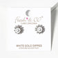 White Gold Dipped 6mm Pearl Flower Post Stud Earrings