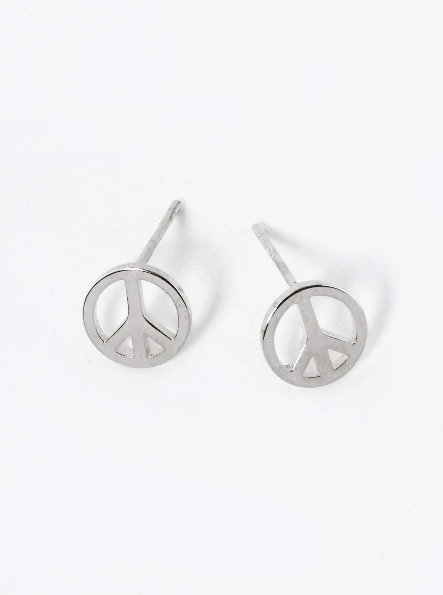 18K Gold Dipped 8mm Dainty Peace Sign Brass Stud Earrings