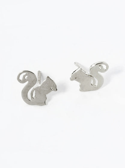 18K Gold Dipped 9mm Flat Squirrel Stud Earrings