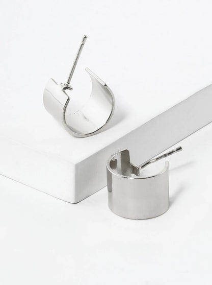 18K Gold Dipped 9mm Wide 12mm Minimalist Brass Hoop Earrings