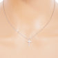 White Gold Dipped Baguette CZ Cross Pendant Delicate Necklace