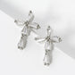 18K Gold Dipped Baguette CZ Cross Stud Earrings