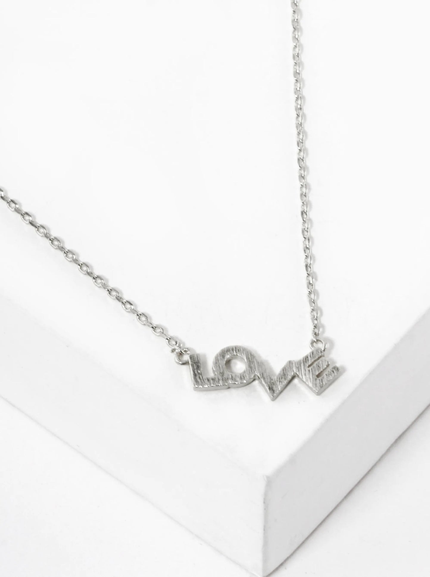 18K Gold Dipped Brushed Brass Love Pendant Necklace