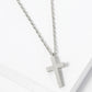 18K Gold Dipped Brushed Cross Pendant Necklace