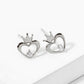 18k Gold Dipped CZ Heart Crown Stud Earrings