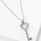 18K Gold Dipped CZ Pave 1 Inch Heart Key Pendant Necklace