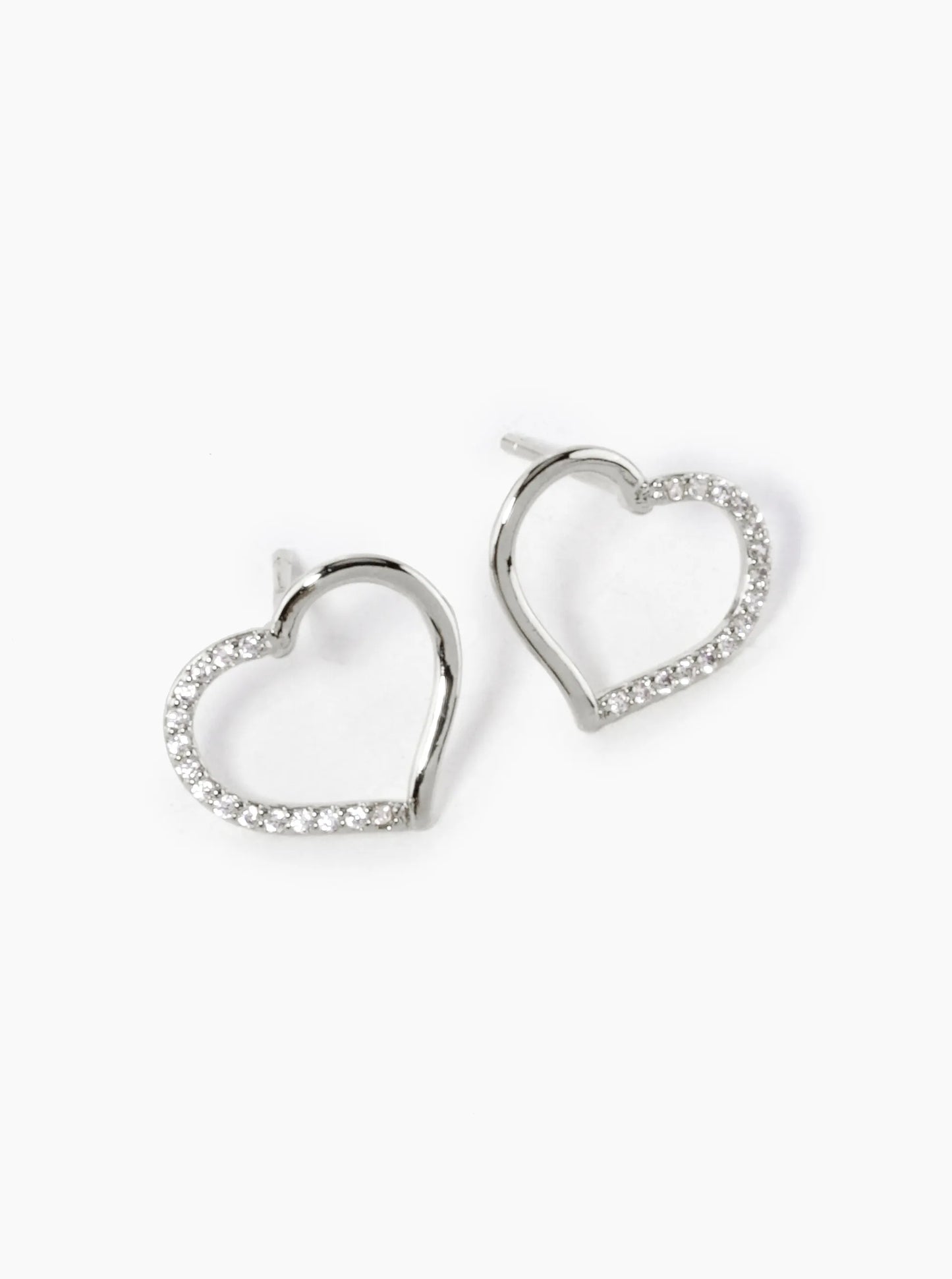 18K Gold Dipped CZ Pave 11mm Heart Stud Earrings