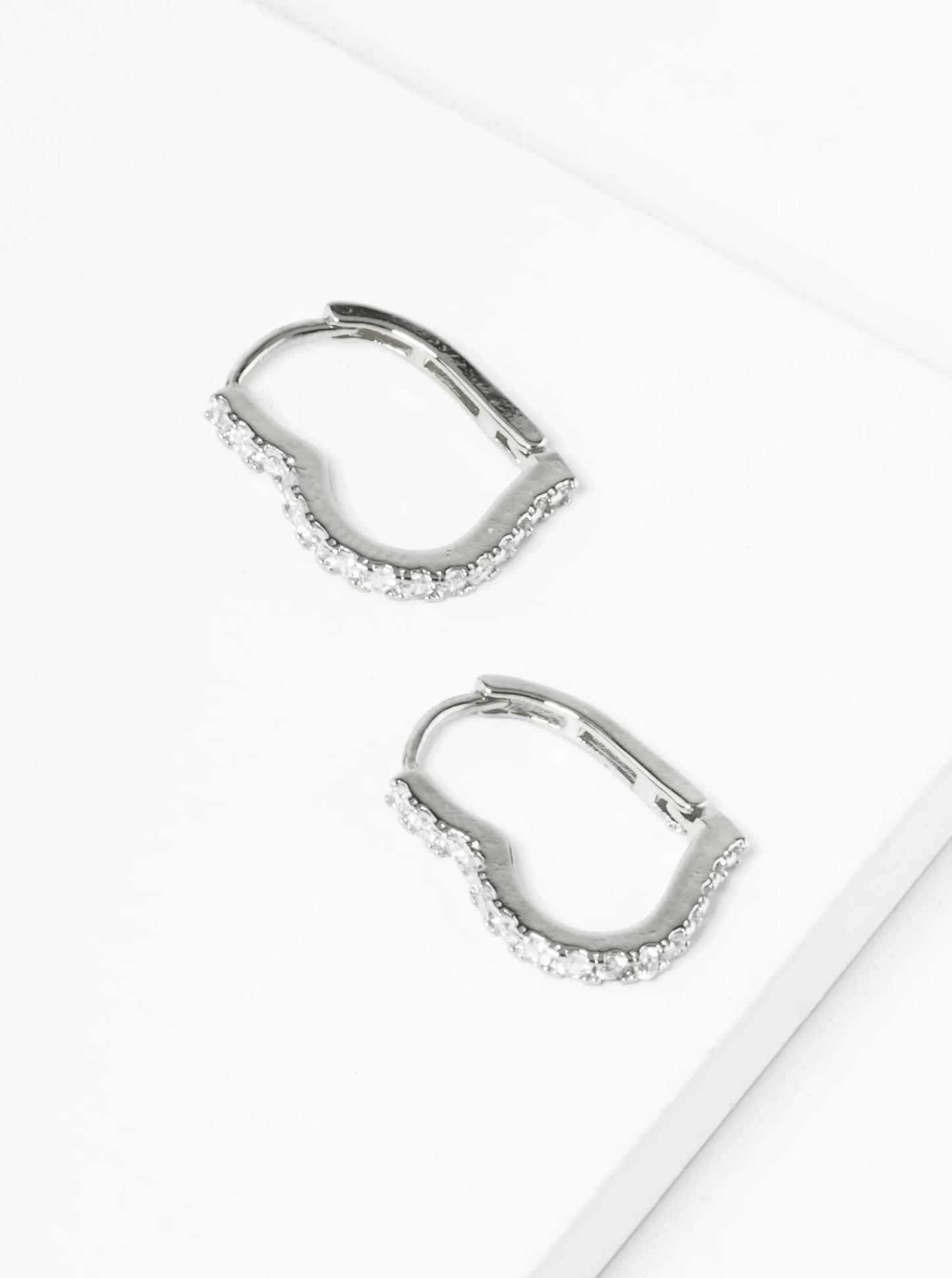 18k Gold Dipped CZ Pave 15mm Heart Huggie Hoop Earrings