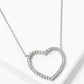 18K Gold Dipped CZ Pave 21mm Heart Pendant Necklace