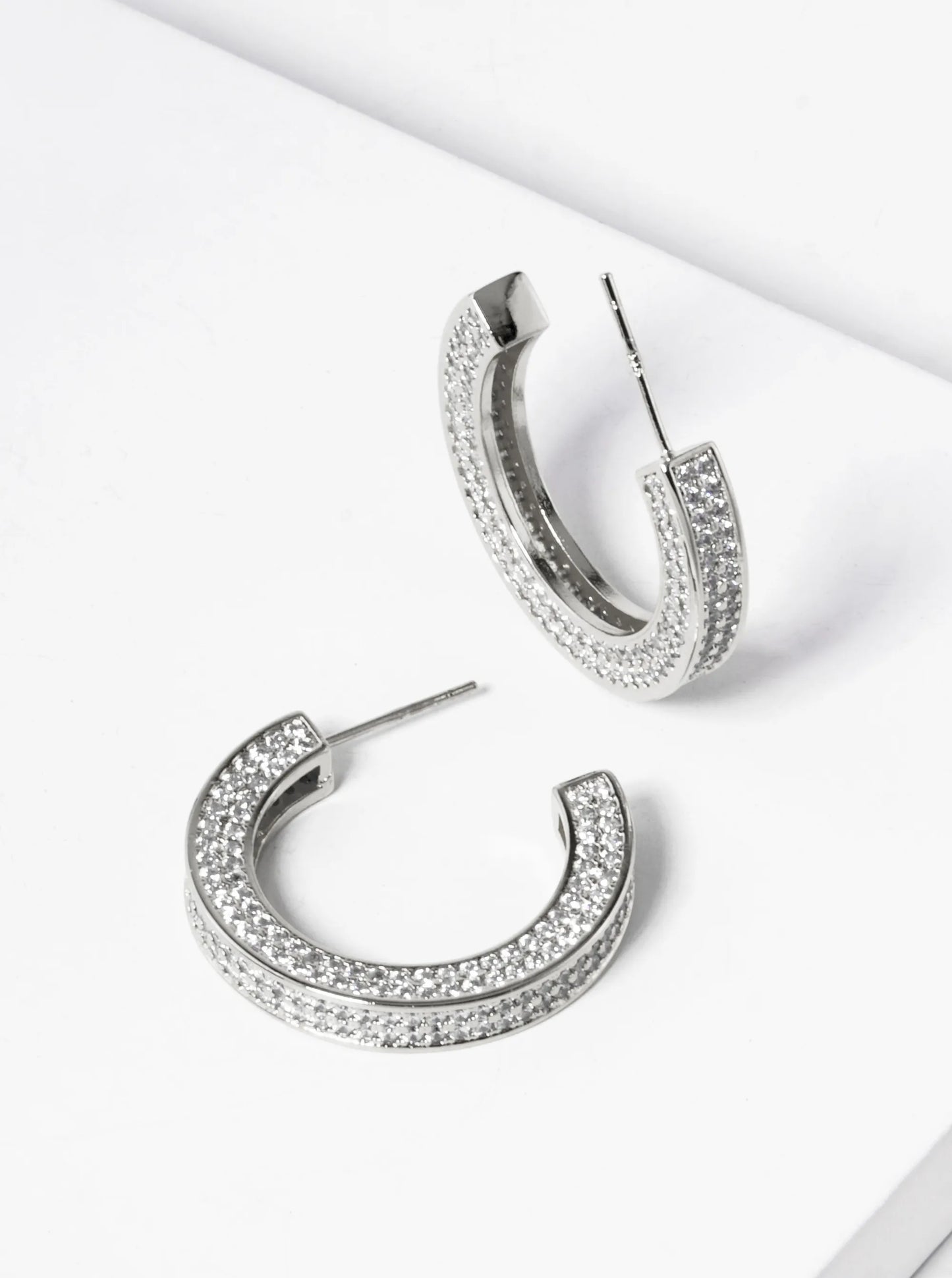 18k Gold Dipped CZ Pave 25mm Open Hoop Earrings