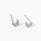 18k Gold Dipped CZ Pave 4mm Dainty Moon Stud Earrings