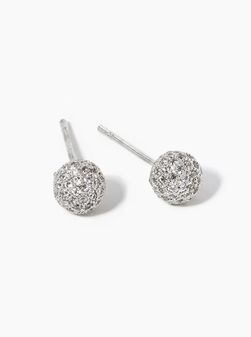 18k Gold Dipped CZ Pave 5mm Ball Post Stud Earrings