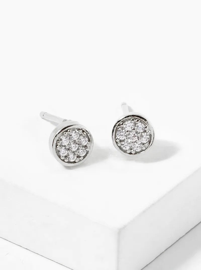 18k Gold Dipped CZ Pave 5mm Round Stud Earrings