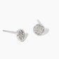 18k Gold Dipped CZ Pave 6mm Round Post Stud Earrings