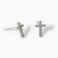 18k Gold Dipped CZ Pave 9mm Cross Stud Earrings