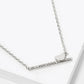 18K Gold Dipped CZ Pave Bar With A Heart Pendant Necklace