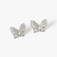 18K Gold Dipped CZ Pave Butterfly Stud Earrings