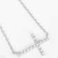 18K Gold Dipped CZ Pave Cross Pendant Delicate Necklace