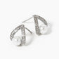18k Gold Dipped CZ Pave Curved Teardrop Stud Earrings