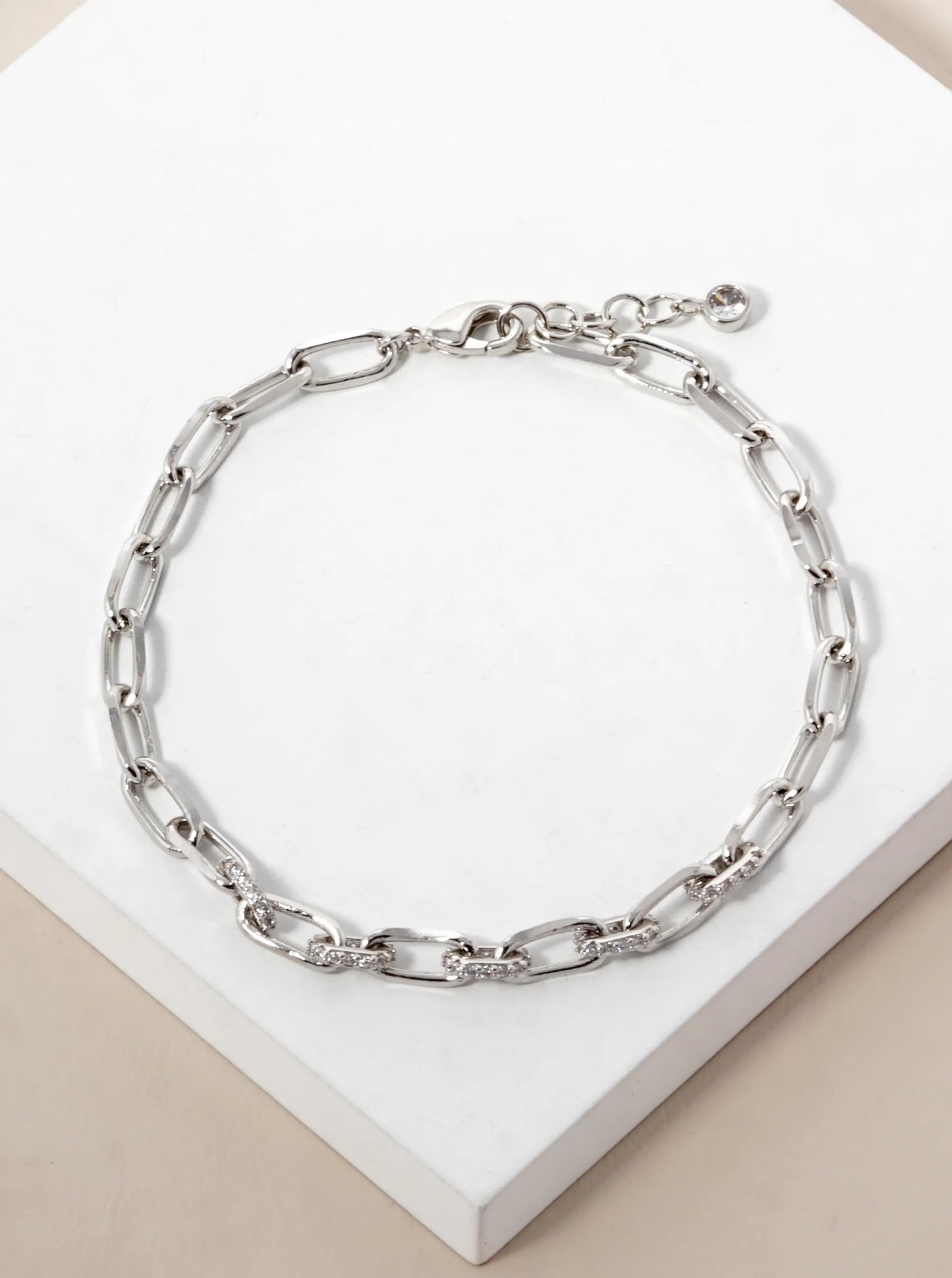 18k Gold Dipped CZ Pave Delicate Link Chain Bracelet